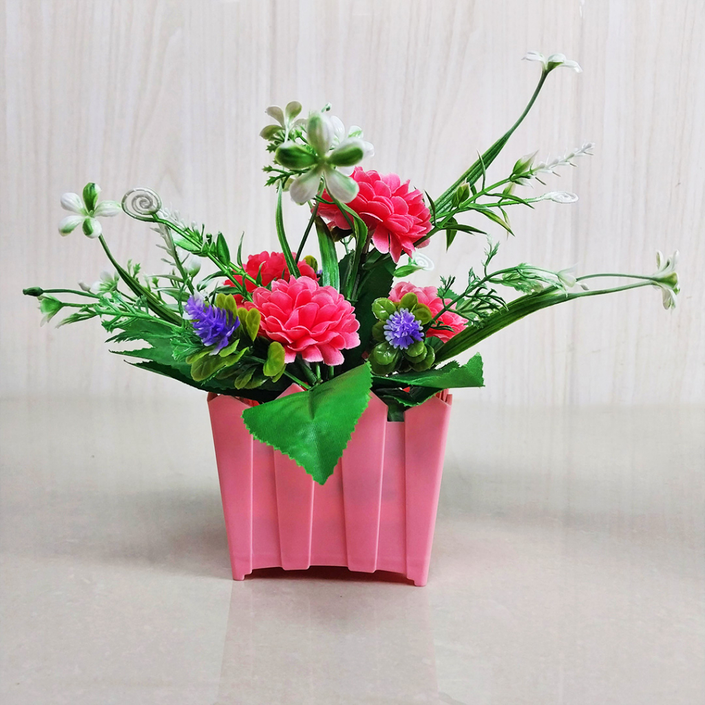 Satu7an PBP17 - PBP20 Tanaman Hias Plastik Pot Bunga Mini Artificial Flowers &amp; Plants