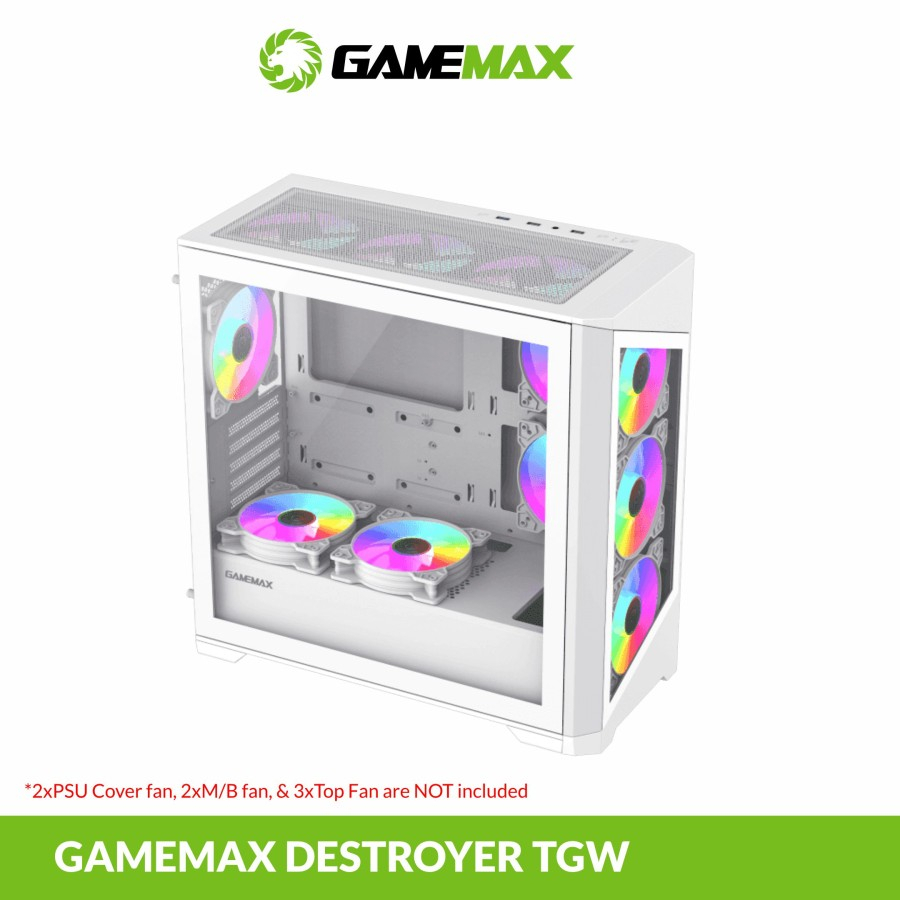 Casing PC Gamemax Destroyer Tempered Glass White Micro ATX