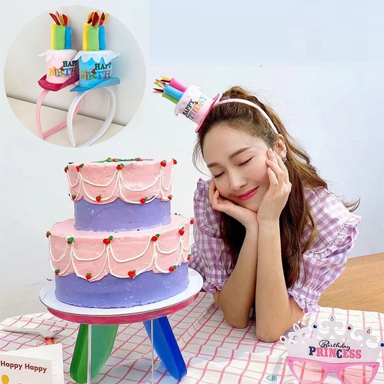 Bando Ultah Headband Birthday Cake Bandana Model Topi Kue Ulang Tahun