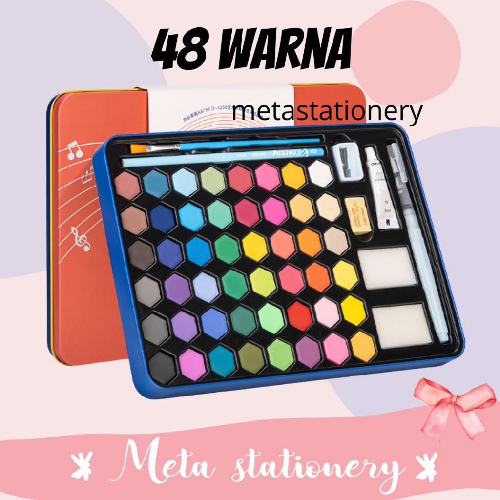 

Solid Watercolor Paint / Set Cat Air Padat 48 Warna Deli SF6