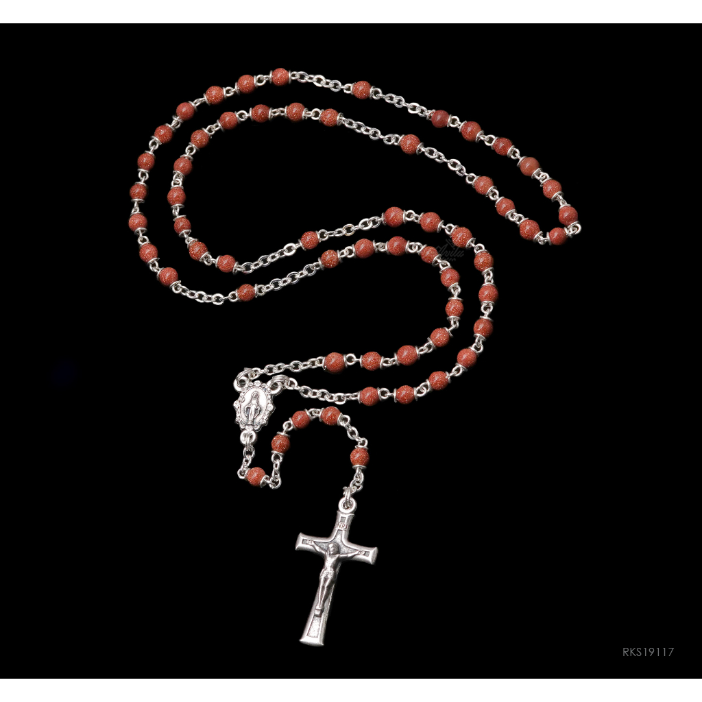 Rosario Batu Pasir Emas 4mm Doa Katolik