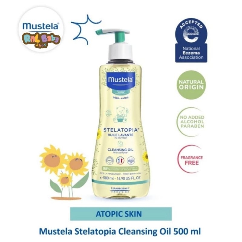 Mustela Stelatopia Cleansing Oil 500 ml - Sabun Mandi Kulit Atopik Bayi &amp; Anak