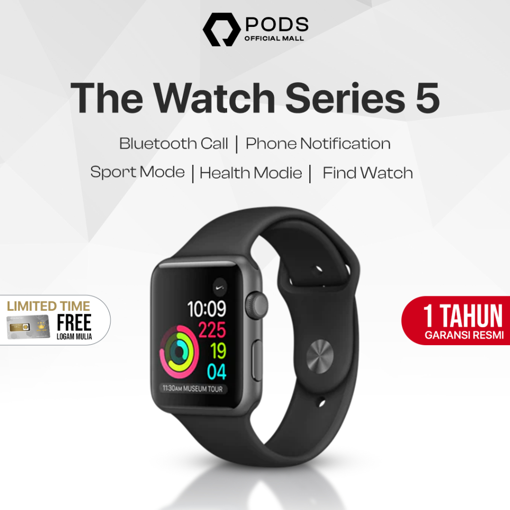 TheWatch Smartwatch Series 5 Jam Tangan Pintar Bluetooth Call Wireless Charging by PodsIndonesiaa