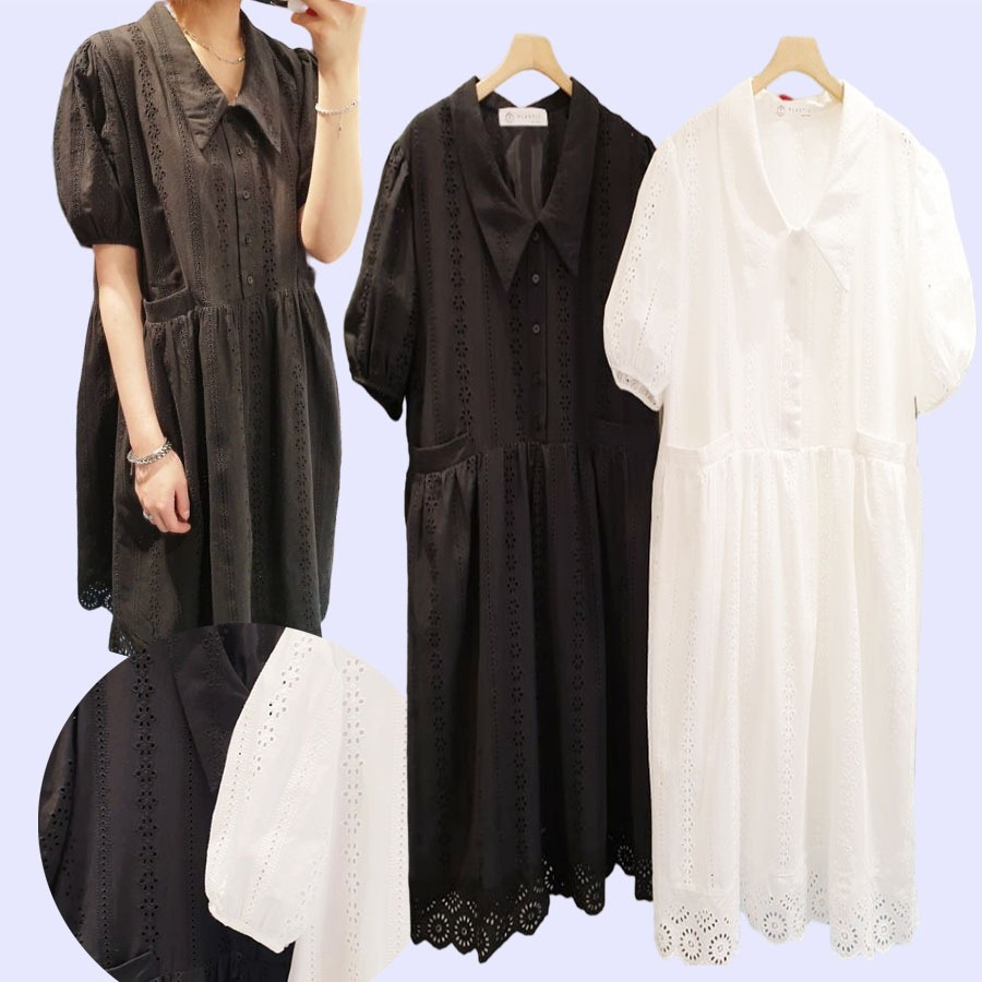 LOVEMECORNER PREMIUM SERIES ELLIE EYELET DRESS MIDI DRESS WANITA IMP HKG DRESS WANITA POLOS EYELET B