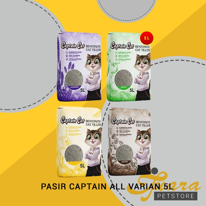 Pasir Kucing Gumpal Wangi Captain Betonite 5 Litter