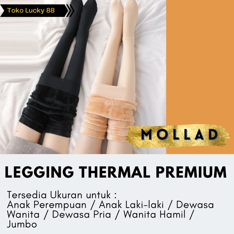 IMPORT MOLLAD Legging Thermal Full Celana Legging Thermal Premium Lapis Bulu Full Wudhu Kaki Winter Musim Dingin