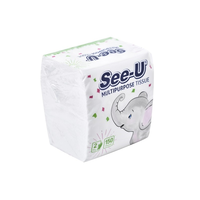 Tissue SEE U Multipurpose Pop Up Gajah 150 Sheet 1 Ply Murah / Tisu meja makan dapur serbaguna lembut