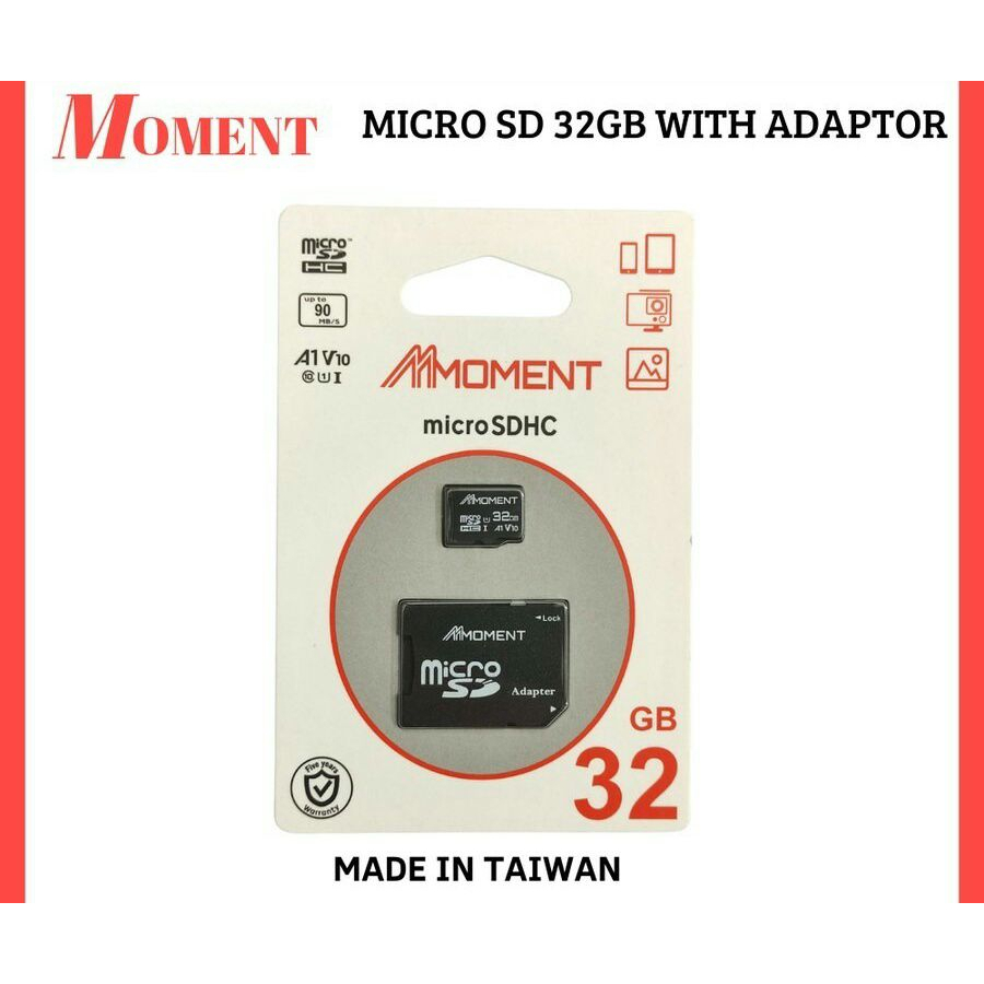 Taiwan memory micro sd class10 32gb dan 64gb kualitas isi full merk moment original + adaptor turbo support mesin walet u1 v10 a