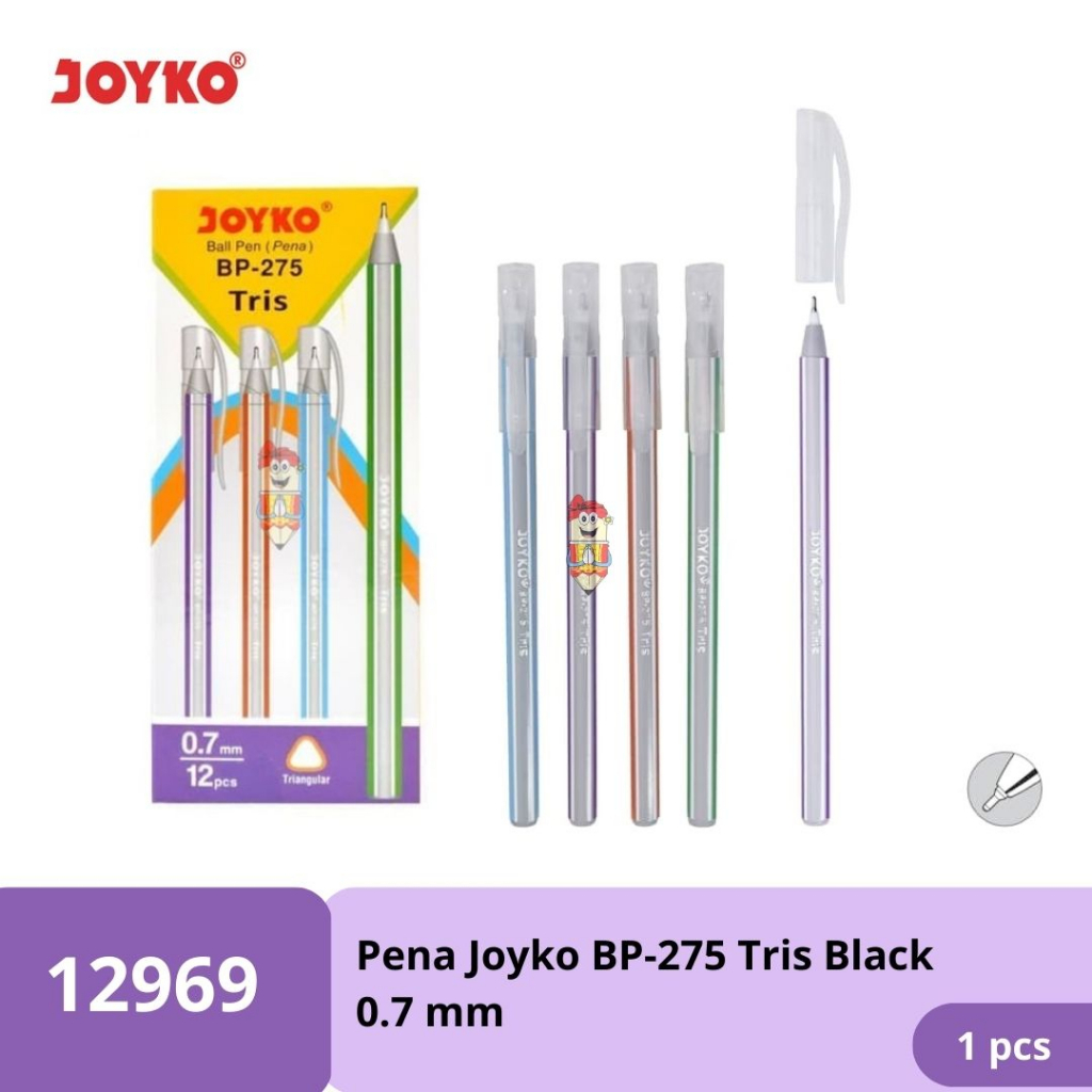 

Ball Pen Pulpen Pena Joyko BP-275 Tris Black 0.7 mm 1 Box 12 Pcs