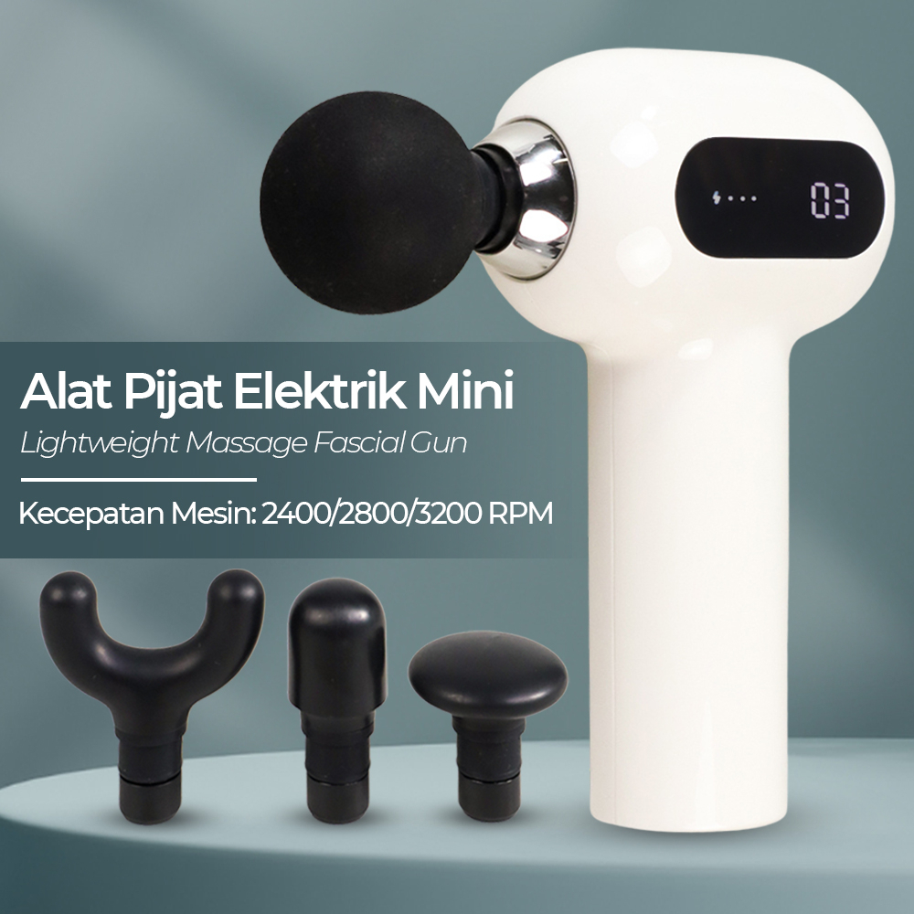 EVENTEK Alat Pijat Elektrik Mini Lightweight Massage Fascial Gun - 357 - White