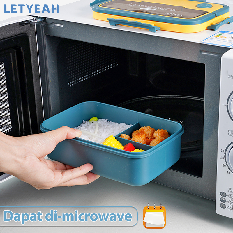 letyeah Tempat bekal makan anti tumpah 1000ml lunch box 3 grid kotak makan/Bpa free