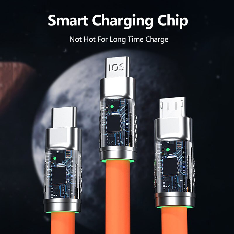 VIBOX 3in1 120W USB Fast Charging Cable Kabel Micro USB Tipe C Kabel Cas Light-ning Untuk Ponsel Laptop BY SMOLL