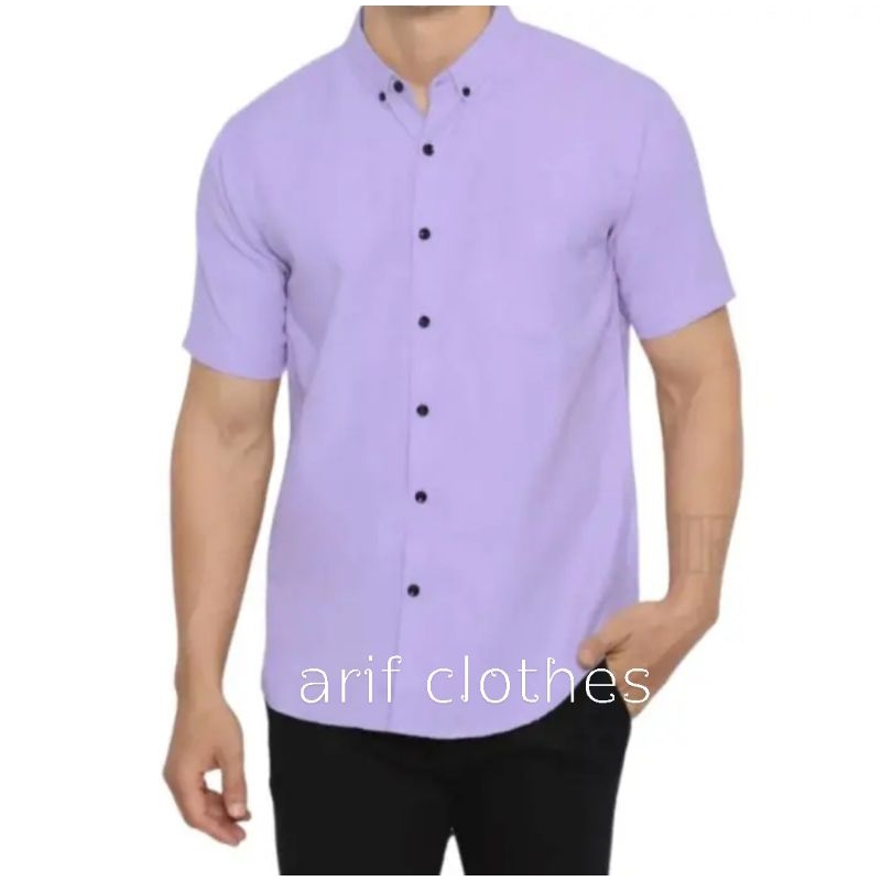 KEMEJA PRIA POLOS LENGAN PANJANG DAN PENDEK WARNA LILAC ALL KATUN