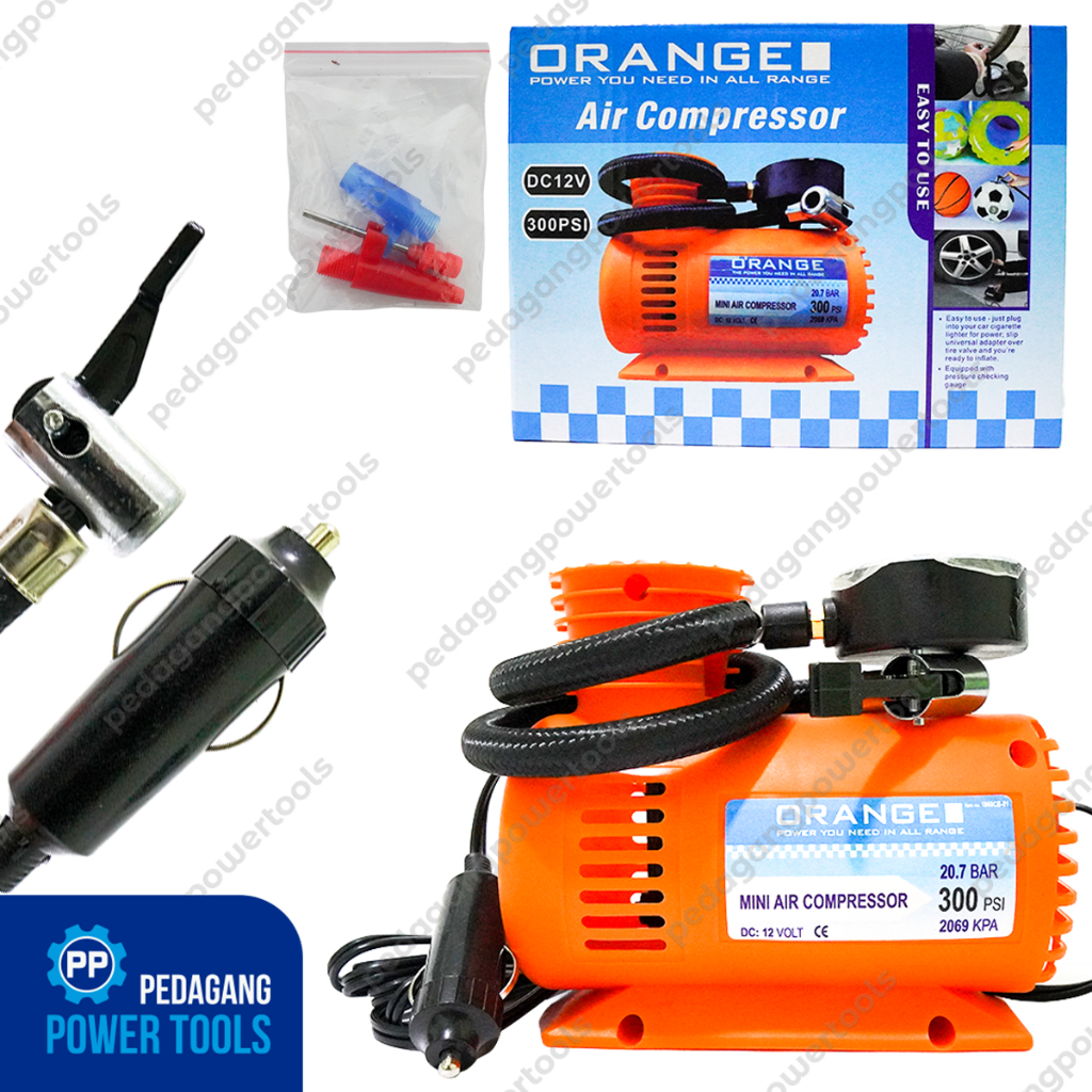 KOMPRESOR ANGIN MINI ORANGE DC 12V - MINI AIR COMPRESSOR - POMPA BAN