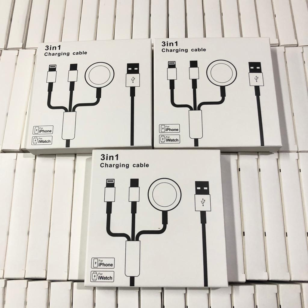 Kabel Charger Bercabang Untuk iPhone Dan iWatch siap pakai