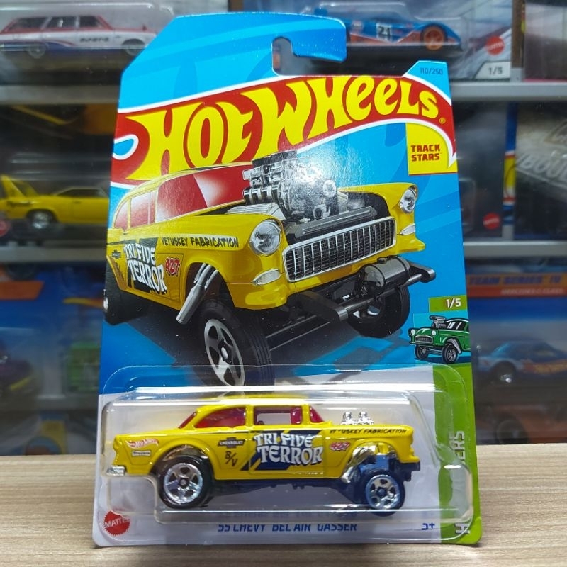 HOT WHEELS 55 CHEVY BEL AIR GASSER - TRI FIVE TERROR YELLOW 2023