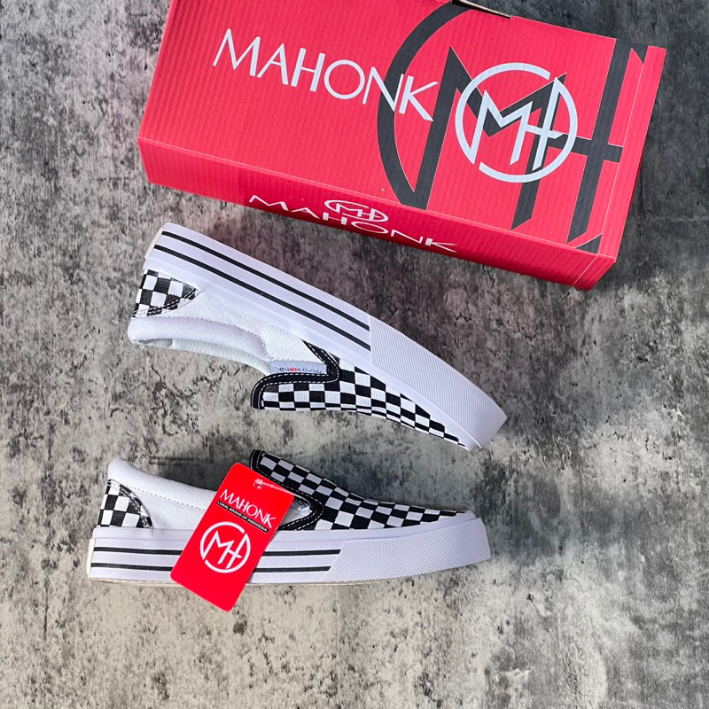 Mahonk Sneakers - Sepatu Slip On Checkerboard Gr2 (BISA COD) Sepatu Slipon Pria Wanita