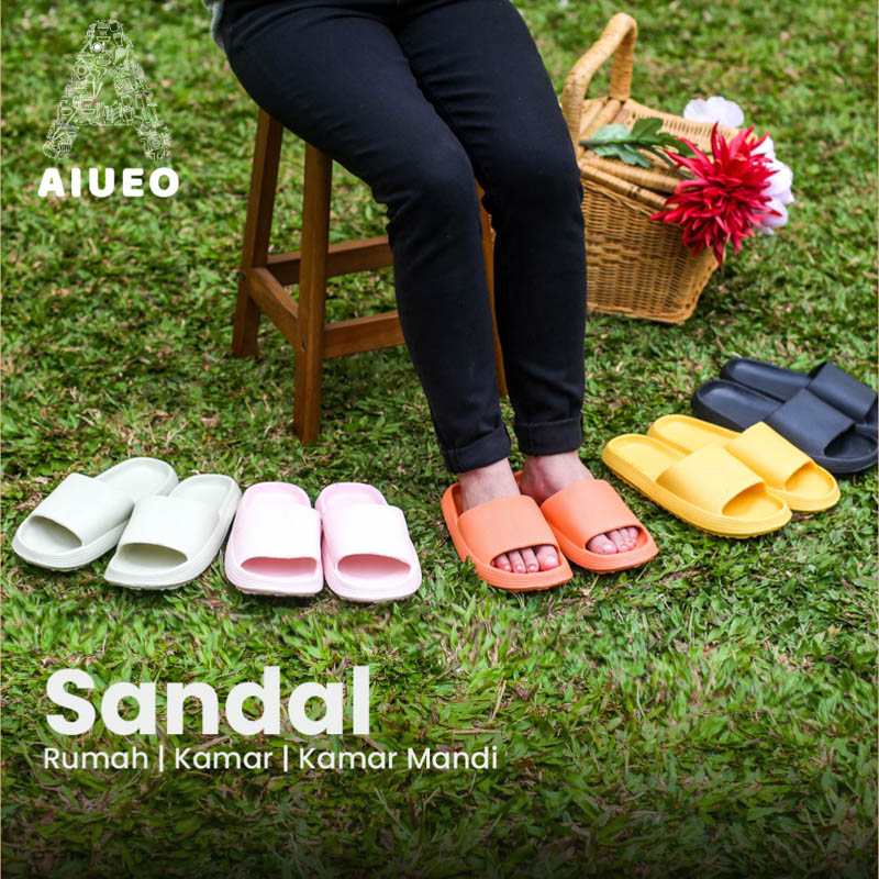 Sandal Selop Karet Wanita EVA 817 - Sendal Kamar Empuk - Warna Orange-Hitam-Putih - Ukuran 36-40