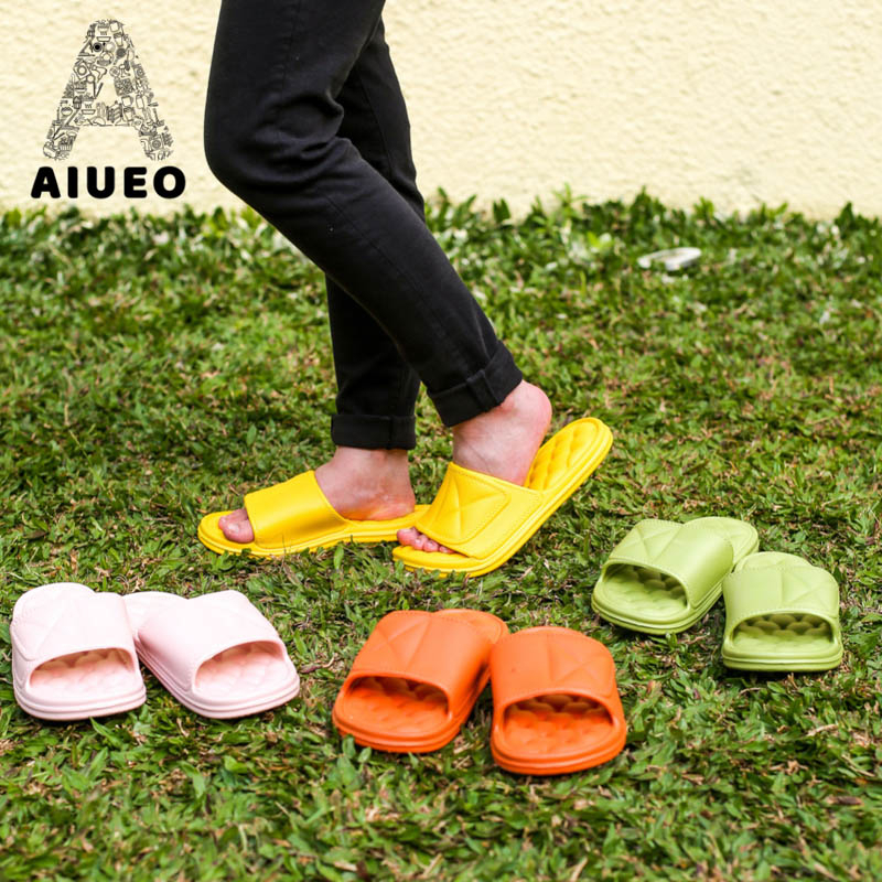 AIUEO Sandal Kamar Rumah Sendal Karet Kamar Mandi Empuk Anti Slip EVA 666 | Sendal Flip Flop Anti Slip Warna Kuning Pink