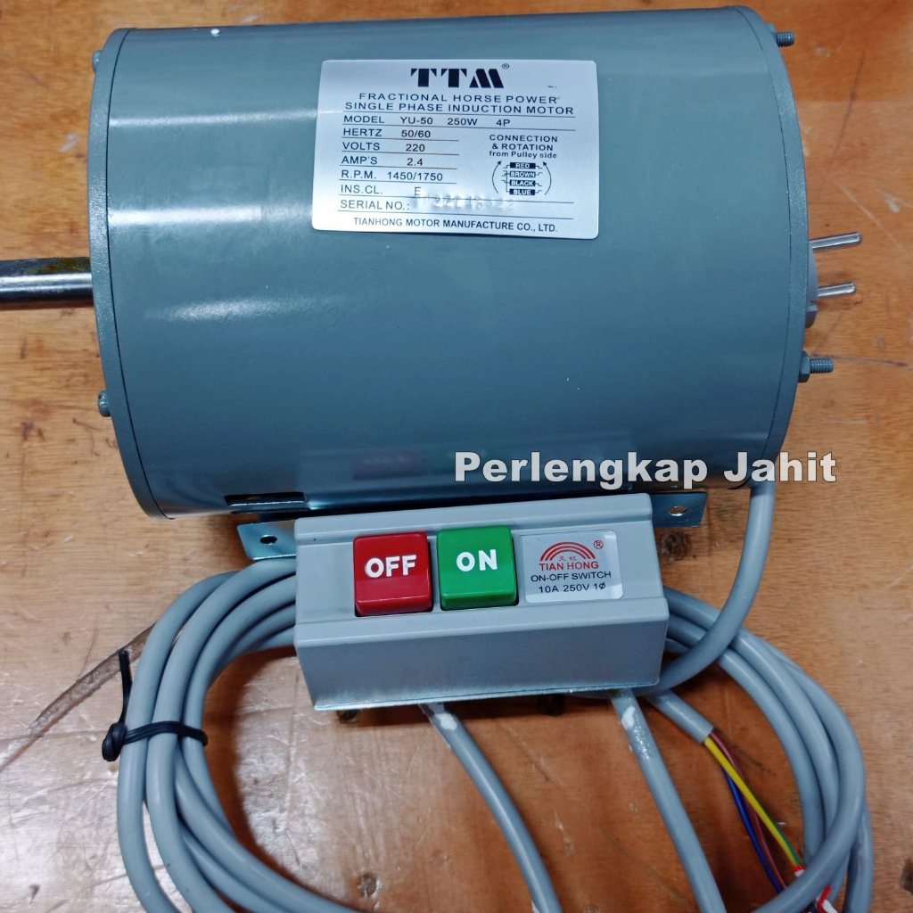 Dinamo Industrial TTM 1/3 HP 250 Watt  YU-50 Dinamo Mesin Jahit Pasang Kancing