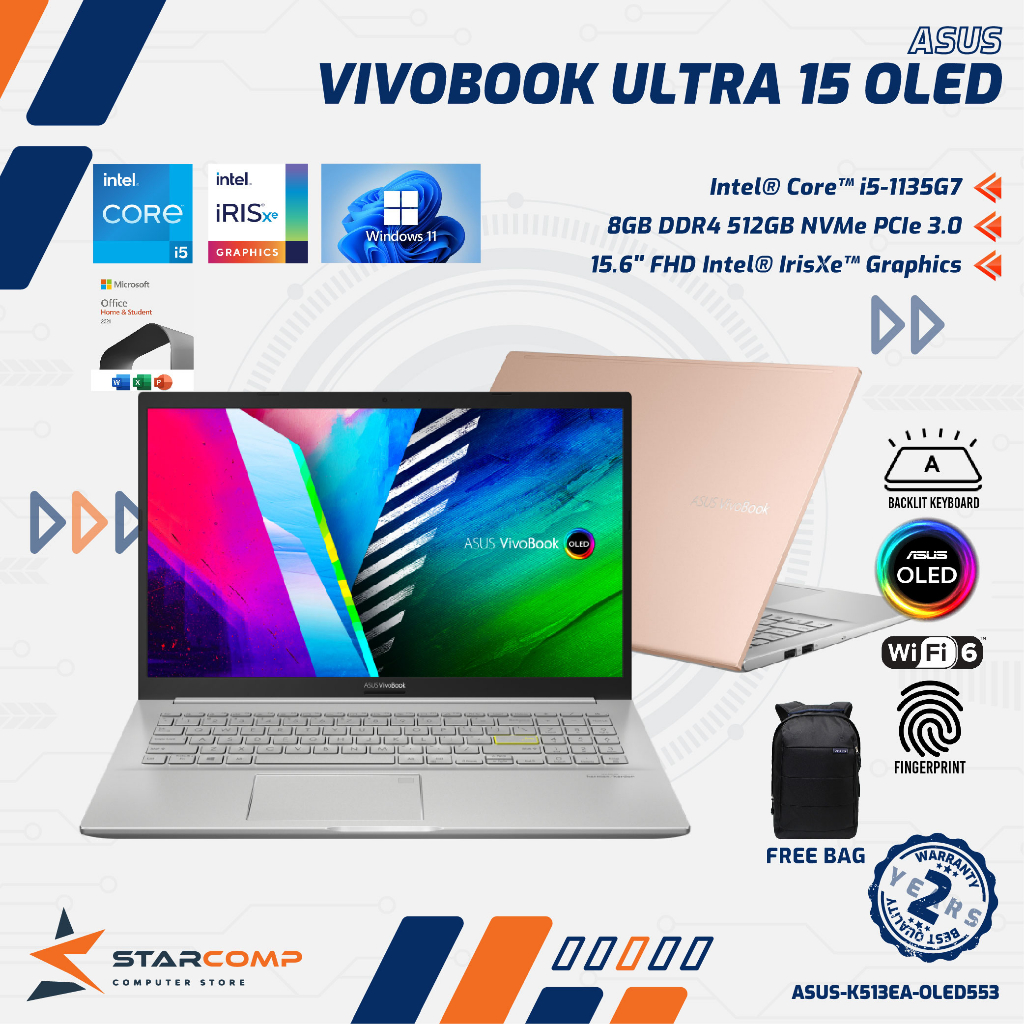 ASUS VivoBook Ultra 15 OLED K513EA i5-1135G7 8GB 512GB 15.6&quot; FHD W11+OHS