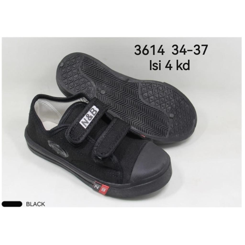 Sepatu Sneakers Anak Prepet Hitam Putih N&amp;B Unisex Ukuran 30-37  / 4602 / 3606 // 4610 / 3614