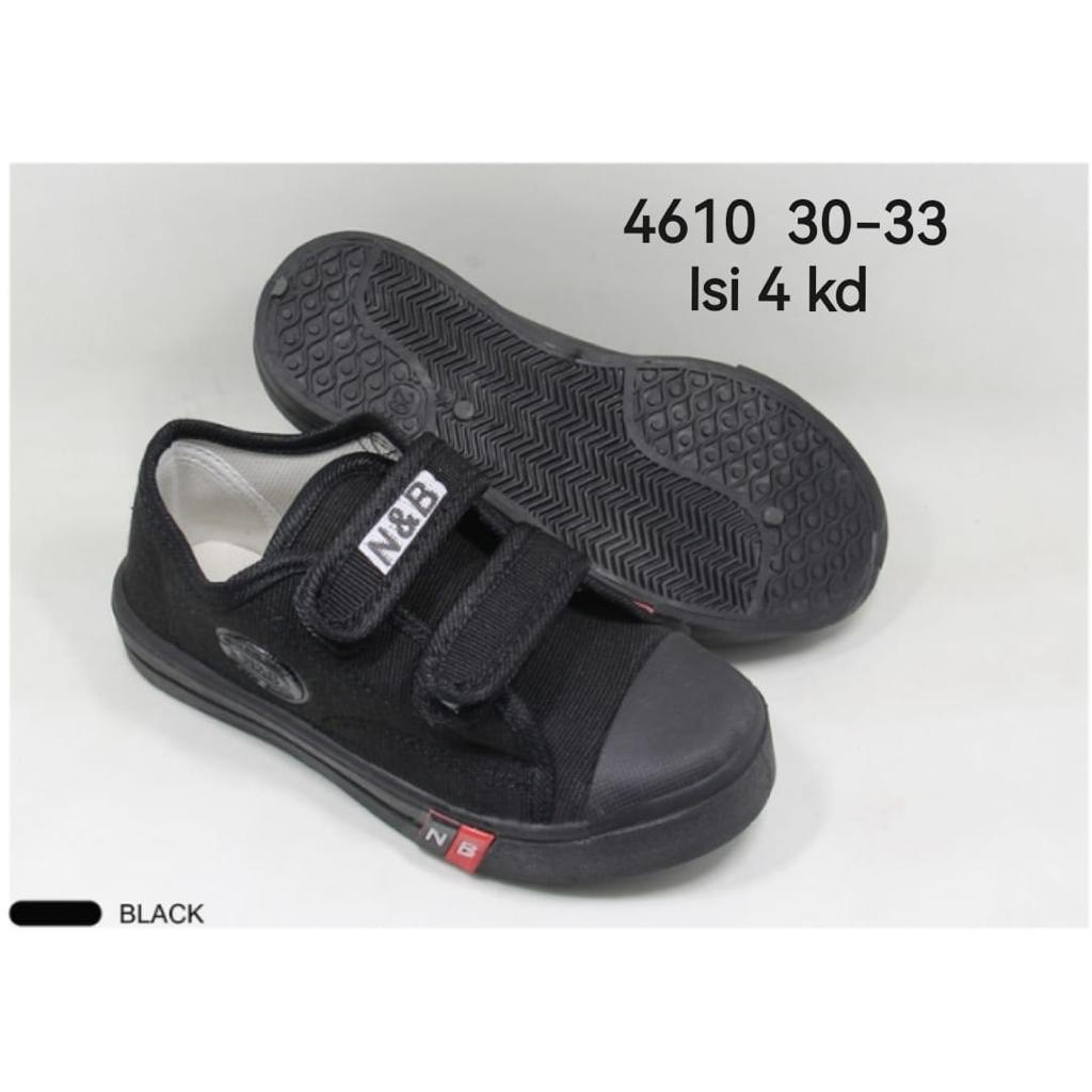 Sepatu Sneakers Anak Prepet Hitam Putih N&amp;B Unisex Ukuran 30-37  / 4602 / 3606 // 4610 / 3614