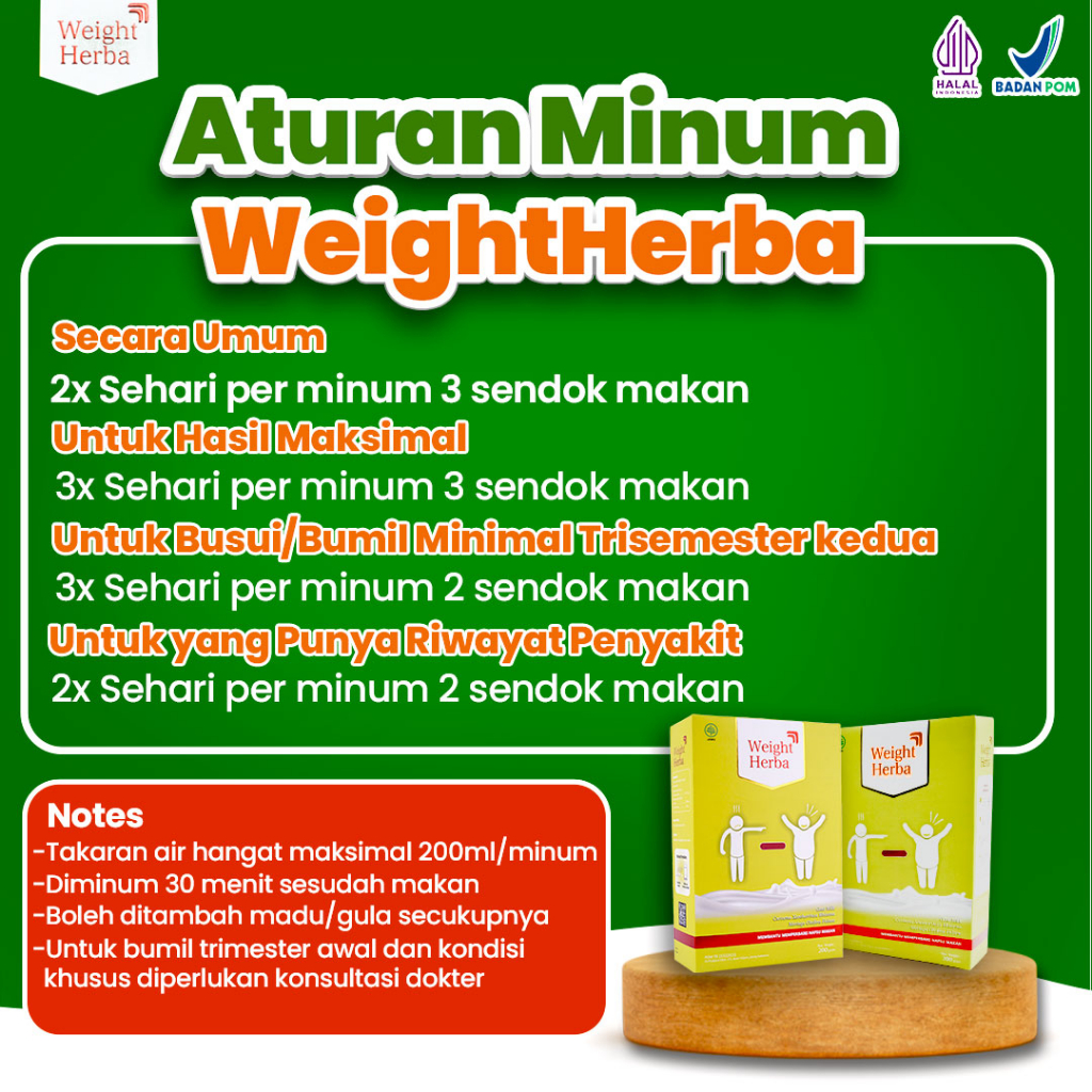 WEIGHT HERBA 100% Original | Susu Penggemuk &amp; Penambah Berat Badan | Tingkatkan Nafsu Makan | COD Gratis Ongkir