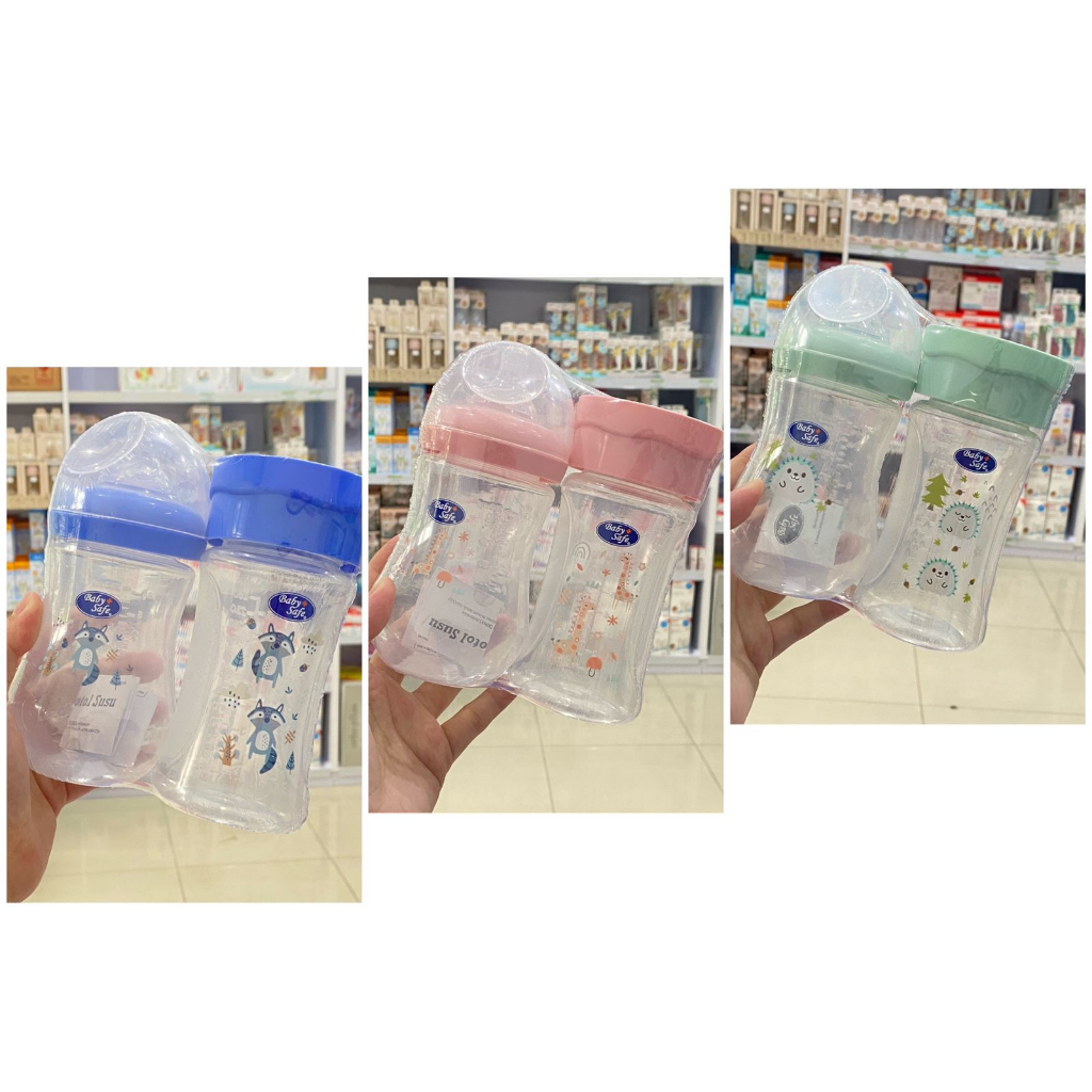 Baby Safe Wide Neck Bottle Container dan Food Container Isi 2pcs 260ML - WNC3