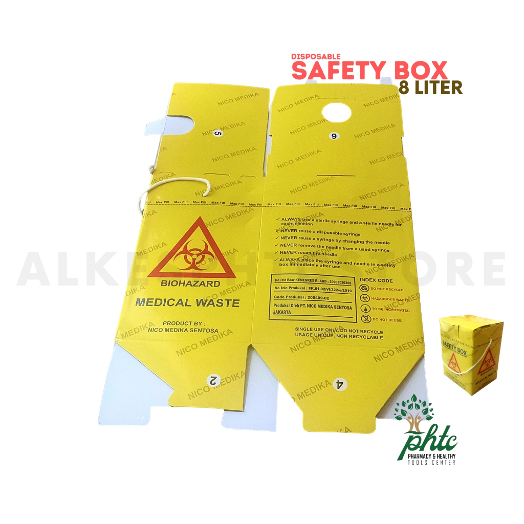 SAFETY BOX (BIOHAZARD) KAPASITAS 8 LITER l WADAH UNTUK LIMBAH MEDIS