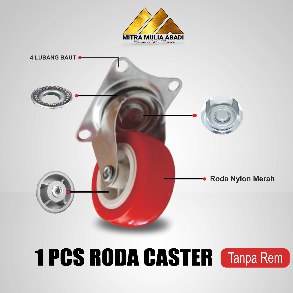 1PCS Casters Roda merah 50mm (2 inch) - per pcs l Kaki Roda Etalase