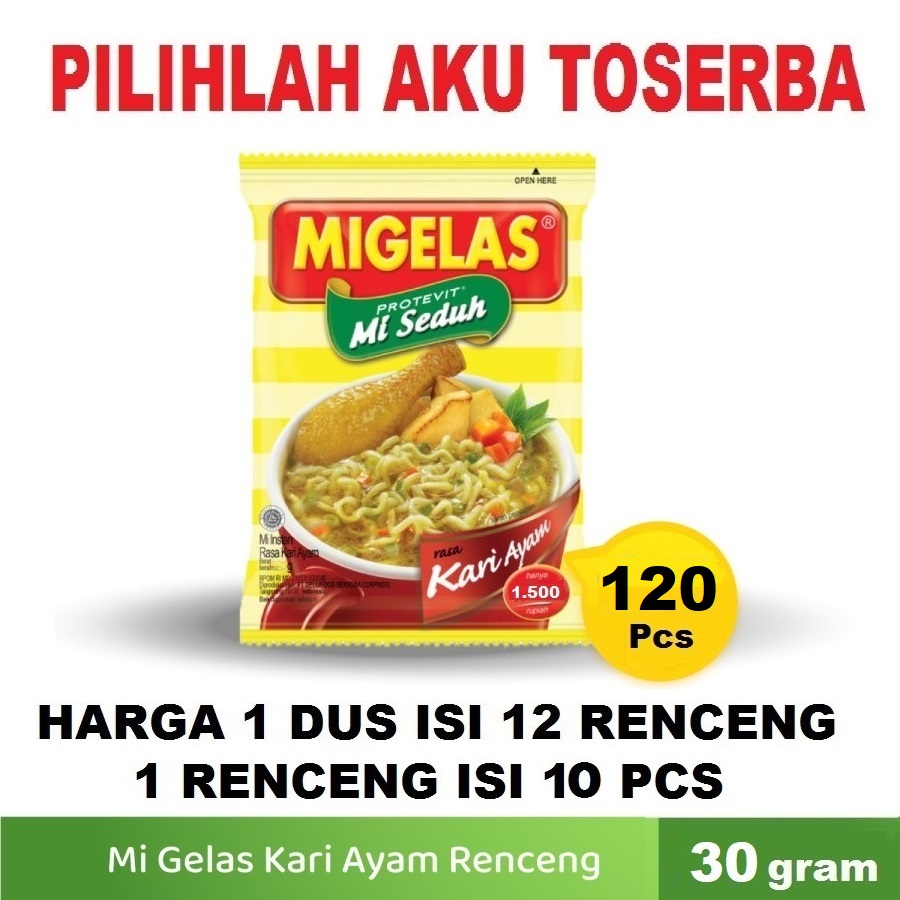 Mie Gelas Migelas Rasa Kari Ayam @30 Gr - (HARGA 1 DUS isi 12 Renceng)