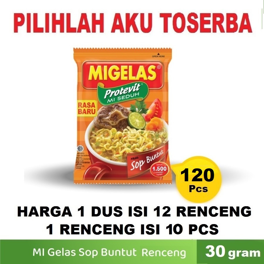 Mie Gelas Migelas Rasa Sop Buntut @30 Gr-(HARGA 1 DUS isi 12 Renceng)