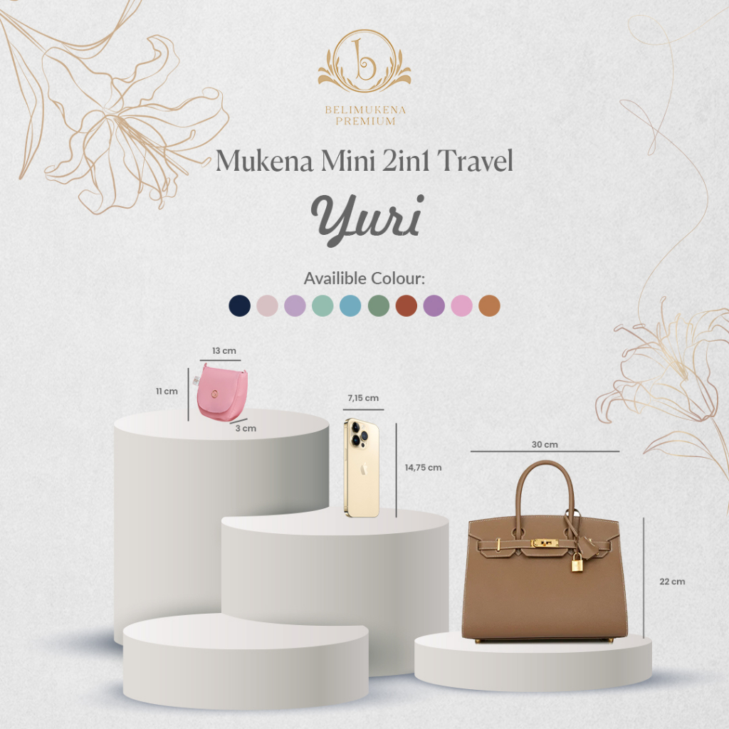 Mukena Mini Parasut Premium Korea 2in1 Daily Lasercut Travel Yuri