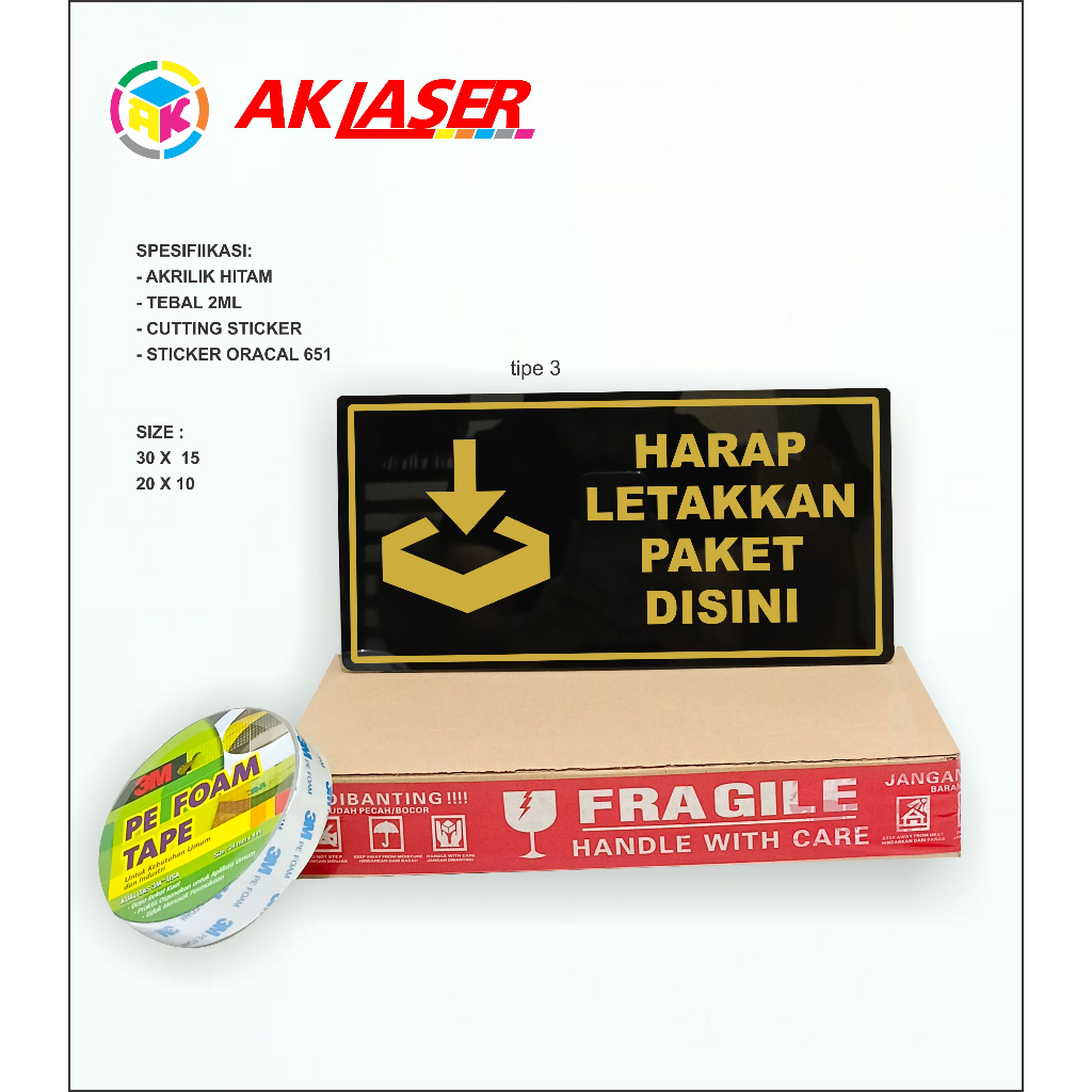 

RK AKRILIK SIGN PAKET HARAP LETAKAN DISINI TIPE 3 ACRYLIC CUSTOM
