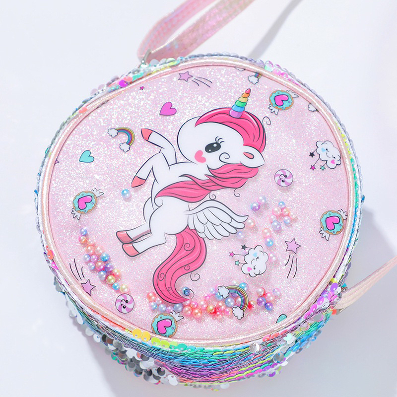 tas selempang sequin unicorn tu085 sling bag anak perempuan