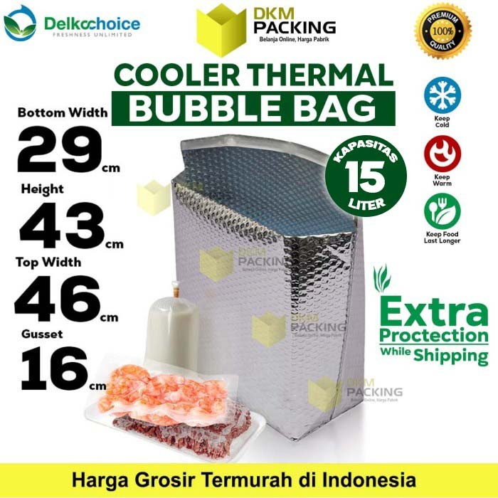 Cooler Alu Foil Bubble Bag Packaging Makanan Minuman Frozen Tahan Suhu