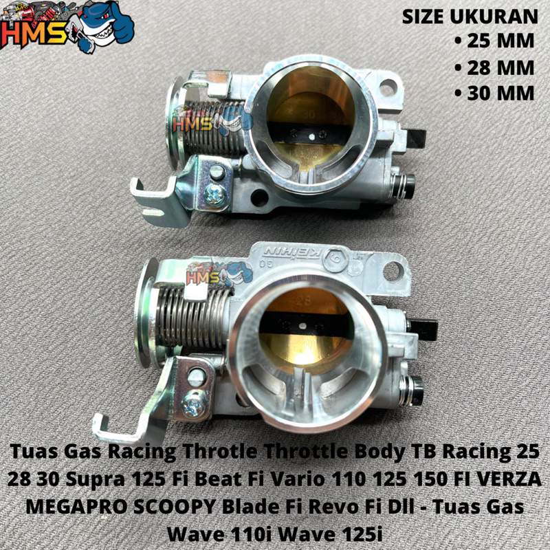 TUAS GAS RACING THROTLE  THROTTLE BODY TB RACING DOWNDRAFT WAVE 110i WAVE 125i 25 28 29 30 32 SUPRA 