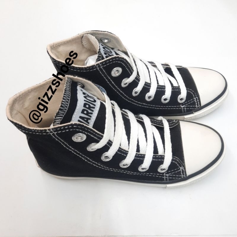 Sepatu Sekolah Sneakers Kets Warrior Panjang Tinggi Hi Sparta Hc Hitam Putih Black White