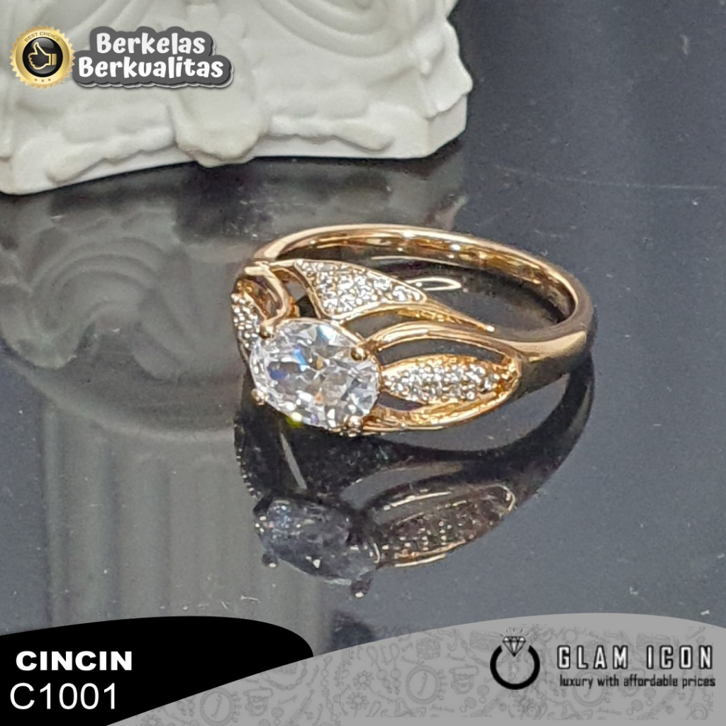 Cincin Wanita Motif Mahkota Mata Satu kll mata pasir C0691 CCG