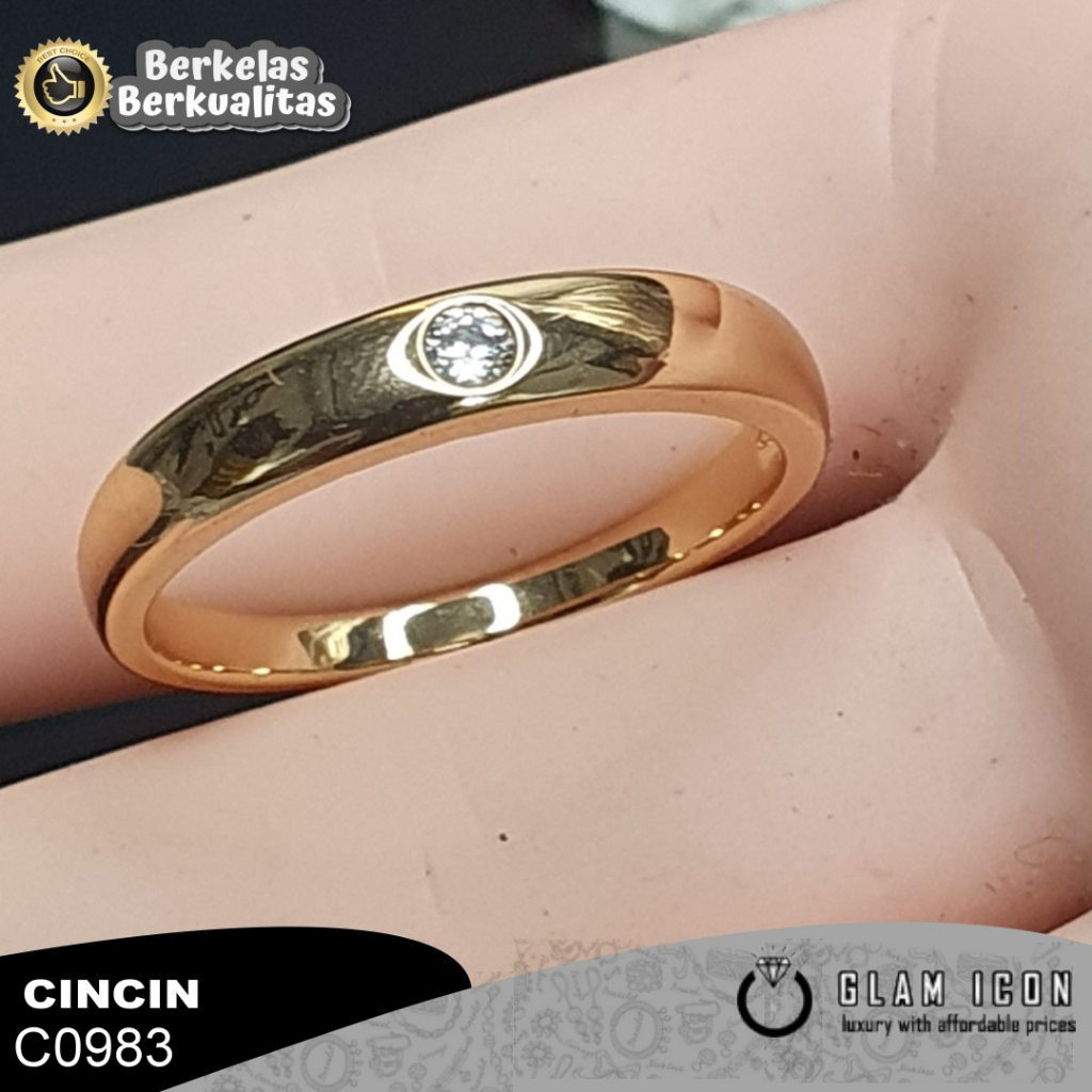 Cincin Couple Motif simple mata satu kecil C0983 CCG【BISA COD】