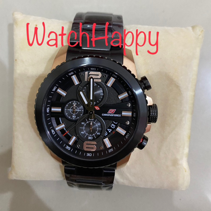 WatchHappy Chronoforce 5330 CF5330 CF 5330 Men Watch Black Rose Gold Sport Stainless Steel ORIGINAL