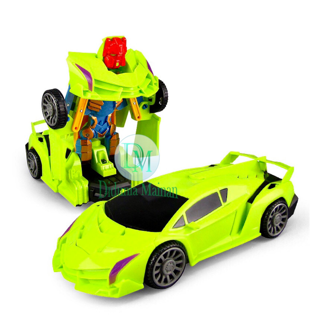 Mainan edukasi mobil mobilan super car lampu robot transformers