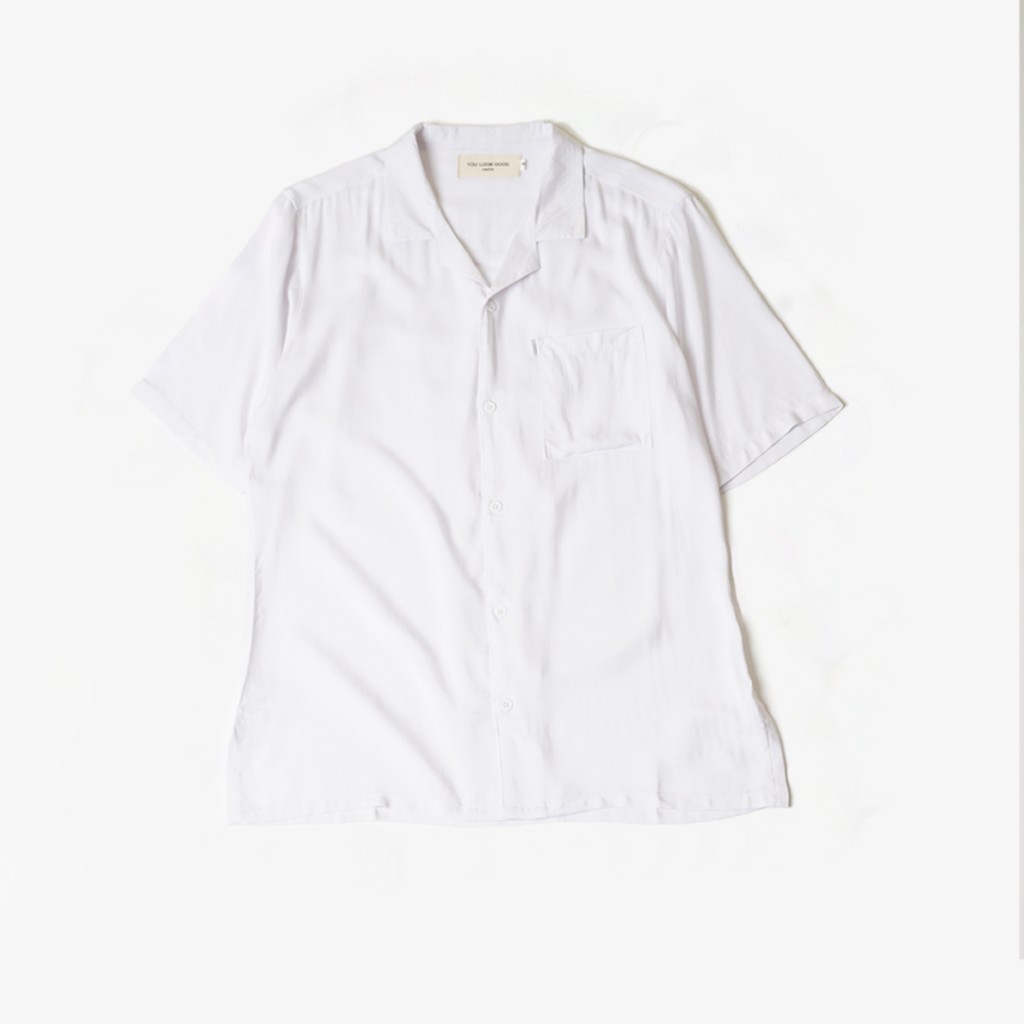 Basic by Caness | Open Collar Shirt Shorts  - White