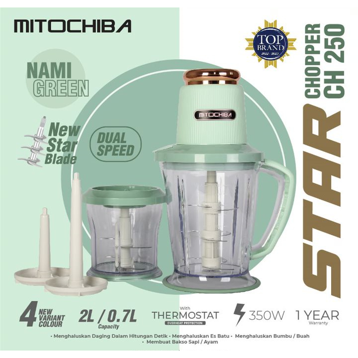 Mitochiba Chopper CH 250 Star Chopper Blade 2 Liter 9 Mata Pisau Garansi Resmi