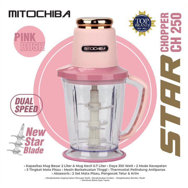 Mitochiba Chopper CH 250 Star Chopper Blade 2 Liter 9 Mata Pisau Garansi Resmi