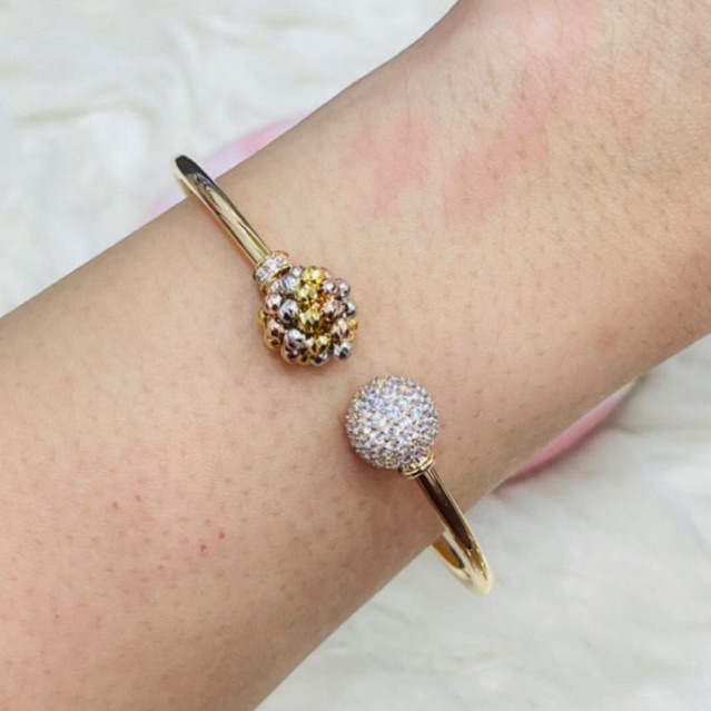 gelang tinju bola permata bubble colourful emas asli kadar 700 16K