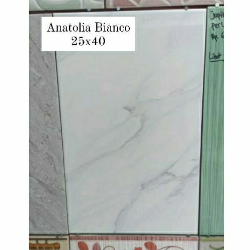 SUPER PROMO Keramik 25x40 Glossy 3 Putih Motif Anatolia,  Calabria Grey/Beige dan Roma Grizz