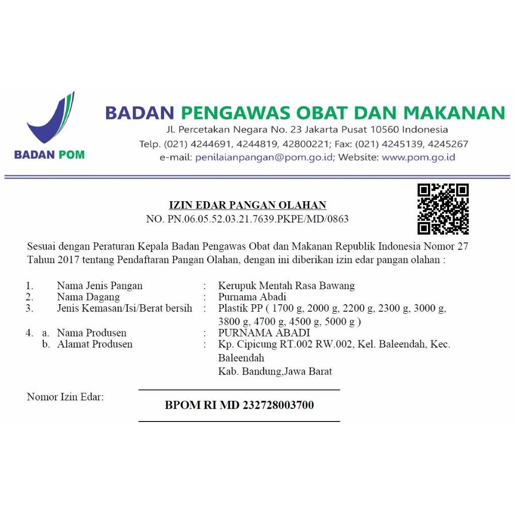 

RiDn Kerupuk Mentah Cap Purnama Abadi 5 KG 1 BAL