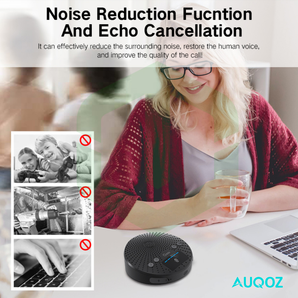 AUQOZ 2-in-1 Conference Mic Meeting and Bluetooth Speakerphone with True Noise Reduction Technology